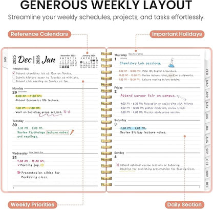 2026 Planner, Weekly and Monthly Calender Planner, Jan 2026 to Dec 2026, Hardcover 2026 Calendar Planner Book with Tabs & Inner Pocket, Office Home School Supplies for Women & Men - A4 (8.5" x 11"), Pink