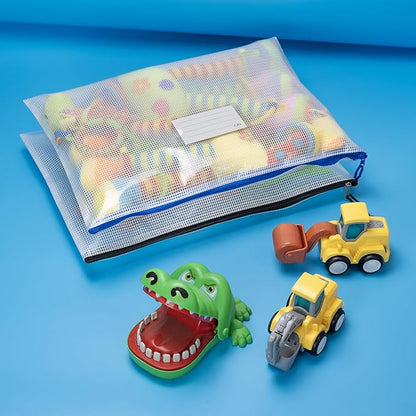 AUSTARK Plastic Mesh Zipper Pouch, 12Pcs Zipper File Bags with Label Pocket, Game Boards Storage Bags, Waterproof Document Storage Bags for Office Home Travel Cosmetic (B4 Size 15x11 in)