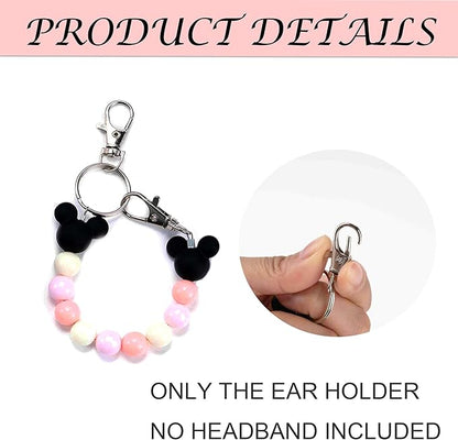 2Pcs Mouse Ear Holder for Backpack Beaded Lanyard Keychain Park Trip Essentials Headband Hanging Display Accessories