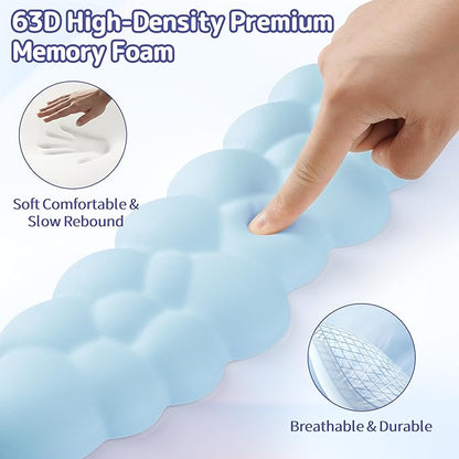 Cloud Wrist Rest Keyboard, Cloud Palm Rest Set with PU Leather Memory Foam, Cute Keyboard Rest for Wrist Support and Arm Rest, Desk Cloud Wrist Pad for PC/Gaming/Hand Cushion/Computer-Blue