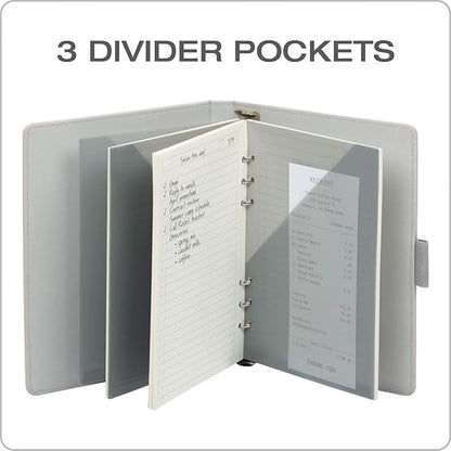 Oxford 6-Ring Professional Notebook, 7 x 9 Inch, Refillable Notebook, Writing Journal, Ivory Paper, 100 Sheets, Blush Pink Faux Leather Cover (90005)