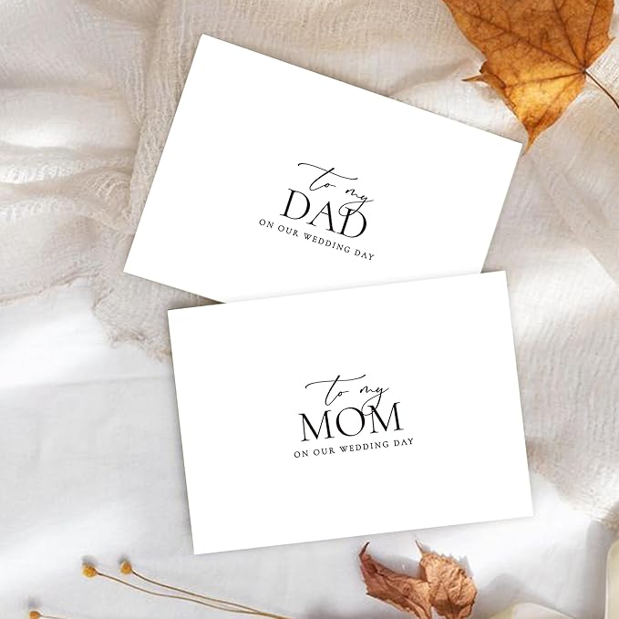 Set of 2 Wedding Day Card for Parents, To My Dad and Mom On Our Wedding Day, Parents Of The Bride/Groom Gifts.（Dad/Mom A）