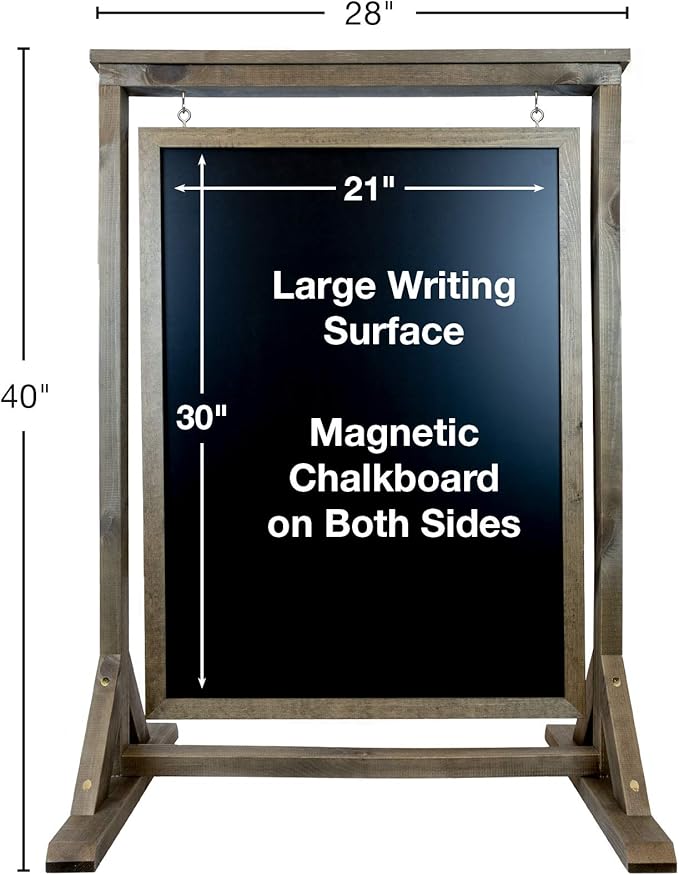Rustic Handcrafted Chalkboard Sign: Uniquely Designed Wooden Sidewalk Sign Message Board with Double Sided Display. Alternative to A-Frame & Sandwich Board Signs. Use Chalk or Liquid Chalk Markers.
