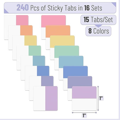 Mr. Pen- Sticky Index Tabs, 240 Pcs, Pastel Sticky Tabs for Notebooks, Page Markers, Page Tabs for Binders, Page Tabs Sticky Tabs for Books, Notebook Tabs, Book Sticky Tabs for Notebooks