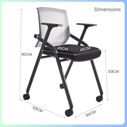 2 Pack Stackable Conference Room Chairs with Paddle Folding Office Chair Foldable Desk Chair Mesh Back and Arms for Conference Meeting Guest Reception Home Office Training Room Chair