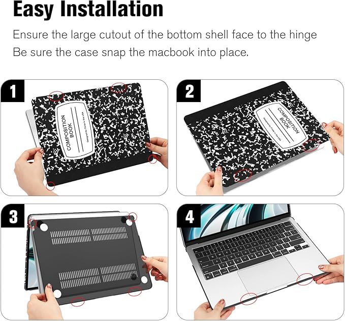 Fintie Case for MacBook Air 13.6 Inch A3113 A2681 (2022 2023 2024 Release) - Snap On Hard Shell Cover for MacBook Air 13.6" M2 M3 Chip with Liquid Retina Display and Touch ID (Composition Book)