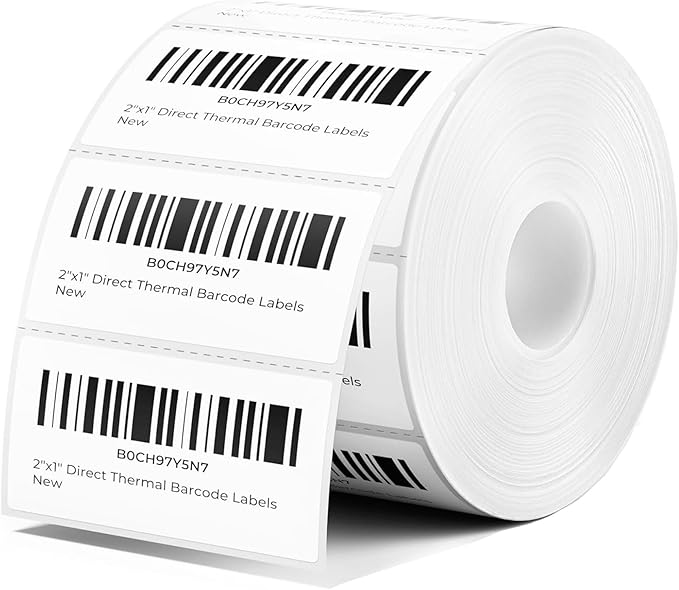 2"x1" Direct Thermal Labels, Barcode Address Shipping Thermal Label Stickers, White Thermal Printer Labels for UPC (1000 Labels/ 1roll, 6 roll, 2"x1")