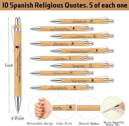 Fuutreo 50 Sets Spanish Christian Notebook Bible Verse Ballpoint Pen Versículos Bíblicos En Español Religious Easter Gifts for Women Men Bible Study Sunday School