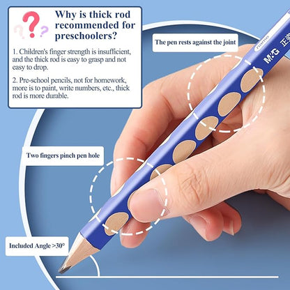 M&G 12 Pcs Triangular Pencils for Kids, Triangular Pole with Grip Correction HB Pencils, Pre-sharpened, Graphite Wood Pencils with Smooth Writing for School, Office, Painting, Sketching, Weddings