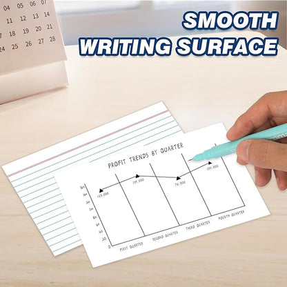 Chell Ruled Index Cards 4x6 Inch Heavyweight, 200 Count, Ruled Front and Blank Back, 65 lb. Cover Weight, White