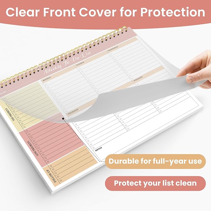 Weekly To Do List Notepad with 52 Undated Sheets（8.5"×11"）- Undated Weekly Planner Notepad for Office Desk Accessories and Supplies - Sunshine Petal