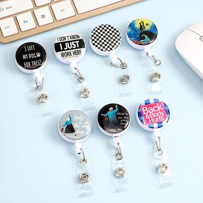 Flower Badge Reels Holder Retractable with ID Clip for Nurse Name Tag Card Nursing for Doctor Teacher Student Employee Office Medical Work 1