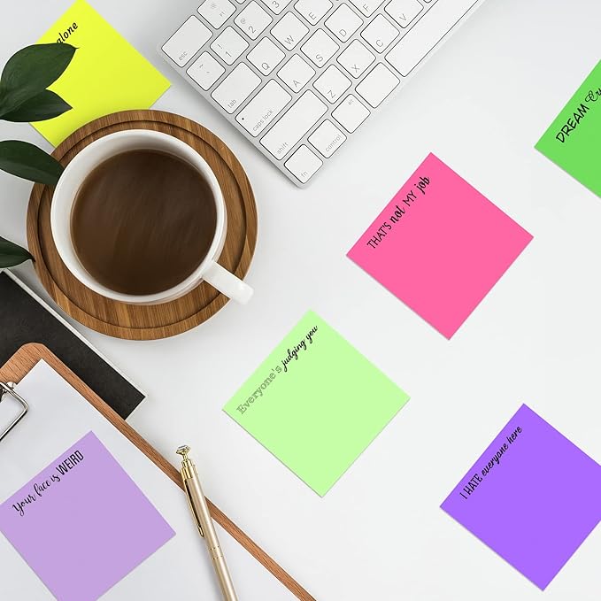 12 Pieces Snarky Office Sticky Notes Funny Note Pads Work Sucks Complaining Quotes Vibrant Negative Passive Office Notepads Adhesive Memo Pad for Colleague Supplies, 3 x 3 Inch(Stylish Style)