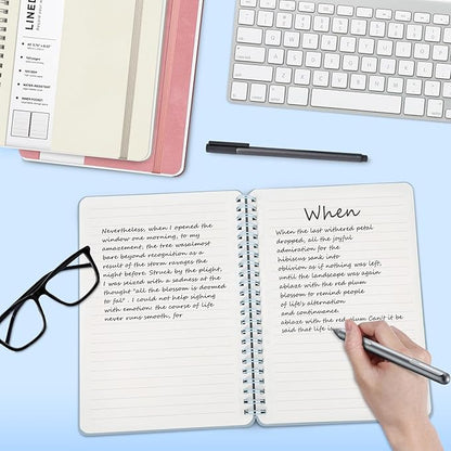 ABERLLS Blue Lined Spiral Journal Notebook with 160 Pages, 8×5.7in, A5 Spiral Notebook, Journaling Notebooks for Work, School, Women, Men, College Ruled Spiral Notebook, Hardcover Leather Journals