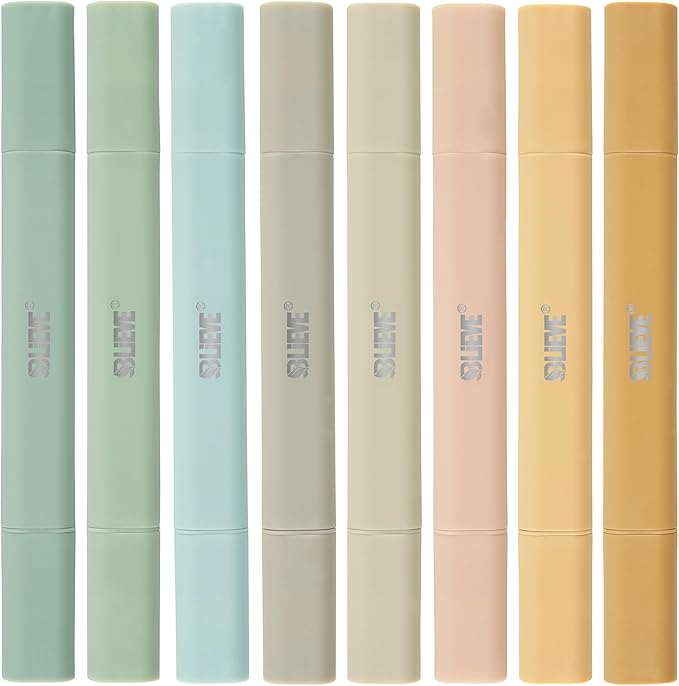 BLIEVE- Aesthetic Bible Highlighters No Bleed Through Assorted Colors, Cute Highlighter Dual Tip For Journaling Supplies And School Accessories, Bible Highlighters And Pens No Bleed (BOHO EARTH)