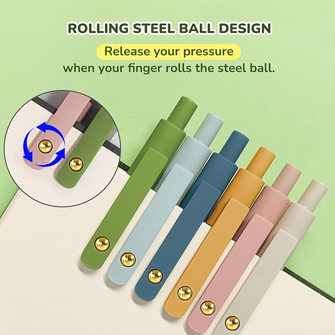 UIXJODO Gel Pens, 12 Pcs Black Ink Pens for Women, 0.5mm Fine Point Smooth Writing Pens, High-End Series Retractable Pens for Journaling Note Taking (12 Pcs Gold Morandi and Vintage)