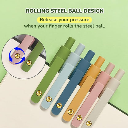 UIXJODO Gel Pens, 12 Pcs Black Ink Pens for Women, 0.5mm Fine Point Smooth Writing Pens, High-End Series Retractable Pens for Journaling Note Taking (12 Pcs Gold Morandi and Vintage)