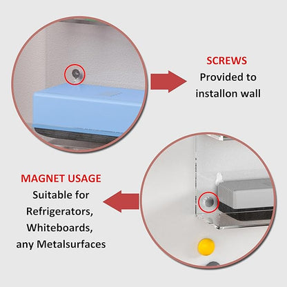 Acrylic Clear Magnetic Whiteboard Marker Holder,Wall Mounted Dry Erase Whiteboard Marker Holder Stand with 10 Marker Solts and Eraser Holder for School Office Home(Clear, 1)