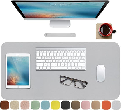 Boutilon Leather Desk Pad 30" x14",Non-Slip Mouse Pad,Office Desk Mat,Waterprooft PU Leather Desk Blotter,Desk Pad Protector,Desk Writing Pad for Home Office Decor (M-Grey)