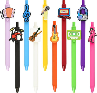 10Pcs Funny Music Theme Ballpoint Pens with Cute Music Pattern for Women Men Bulk for Coworkers Team Staff Funny Office Stationary (music)