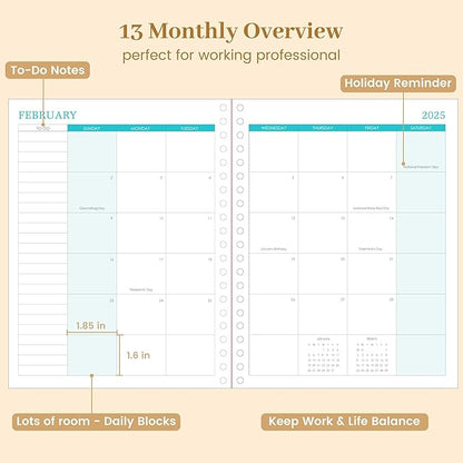 Yoment 2025 Planner Weekly and Monthly 8.5"x11" Hardcover 2025 Planner Dec 2024-Dec 2025 with 13 Month Tabs，Spiral Bound 2025 Calendar Monthly Planner for Women with Stickers Yearly Agenda，Black
