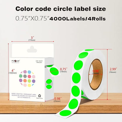 PARLAIM 0.75 inch Diameter Colored Dot Stickers 4 Rolls Pack 4000pcs Fluorescent Green Round Label Color Coding Marking Stickers Permanent Adhesive for Garage Sale