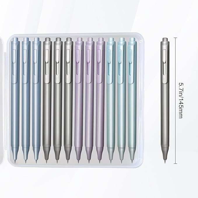 Gel Pens, 12-Pack, 0.5mm Fine Point Black Ink With Case - Smooth Writing, High-End Series for Journaling, Note Taking - Cute Office & Back to School Supplies, Stocking Stuffers Gifts for Women & Men