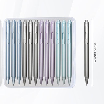 Gel Pens, 12-Pack, 0.5mm Fine Point Black Ink With Case - Smooth Writing, High-End Series for Journaling, Note Taking - Cute Office & Back to School Supplies, Stocking Stuffers Gifts for Women & Men