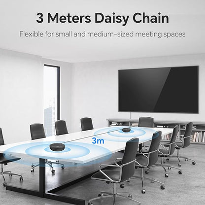 Conference Speaker and Microphone, 2pk Bundle Conference Microphone w/Daisy Chain, 360° Voice Pickup, Noise Reduction, Bluetooth Speakerphone for Large Meetings Team Zoom, NewPie 90