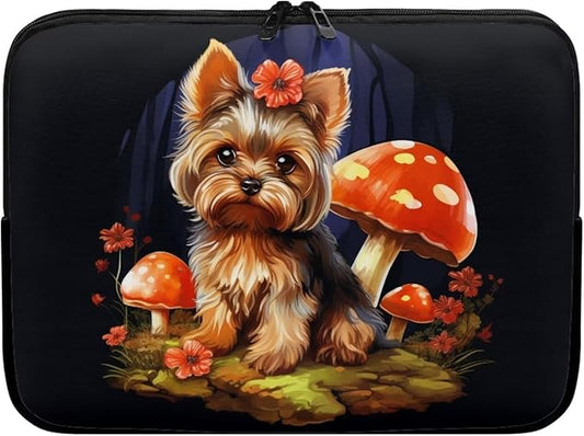 Cute Dog Laptop Sleeve Case for Women Men Mushroom Laptop Protector Durable Computer Sleeve 10 inch Suitable Gifts for Girls Boys Tablet Bag Laptop Accessories Black
