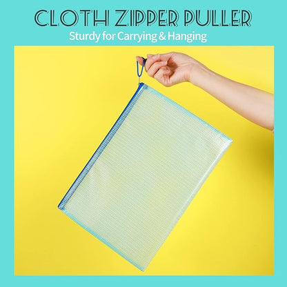 LEOBRO Mesh Zipper Pouch Bags, 13.2"x 9.2" Zipper Pouch, 4 pcs Mesh Bags with Zipper, Storage Bags Pouch for Organization Toy Puzzles Board Game Travel, File Jackets & File Pockets