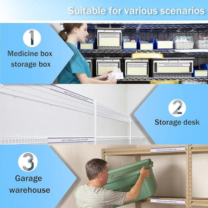 Eeoyu Magnetic Label Holders with Magnets Magnetic Data Card Holders with Clear Plastic Protectors for Metal Shelf, Whiteboard, Set of 30 (1 x 8 Inch)