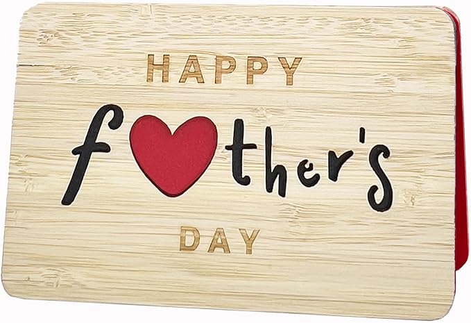 Happy Fathers Day Gift Cards,Handmade Bamboo Greeting Cards,Wooden Thankyou Card,Father's day Card for Dad