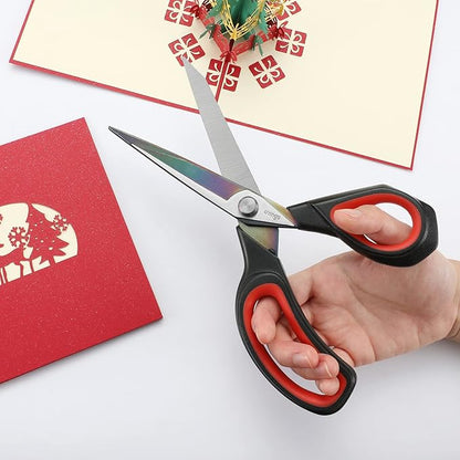 LIVINGO Professional Sewing Scissors Set: 8.5” Heavy Duty Sharp Titanium Coated Forged Stainless Steel Fabric Scissors, 4.5” Small Detail Embroidery Scissors, 5” Thread Snips, Comfort Grip, 3 Pack