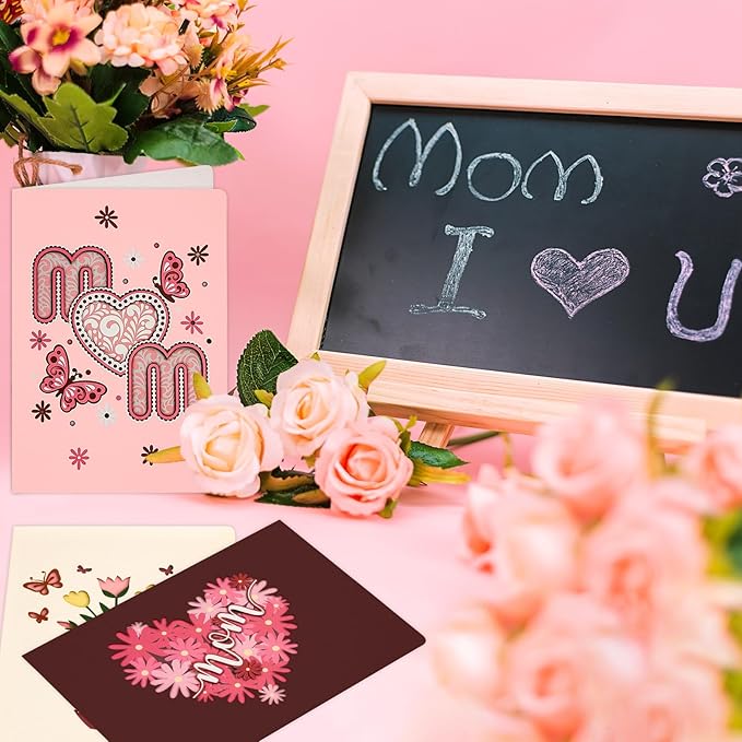 Fancy Land 12 PCS Mothers Day Cards Die Cut Design Happy Mothers Day Cards with Envelopes and Stickers Mothers Day Gifts