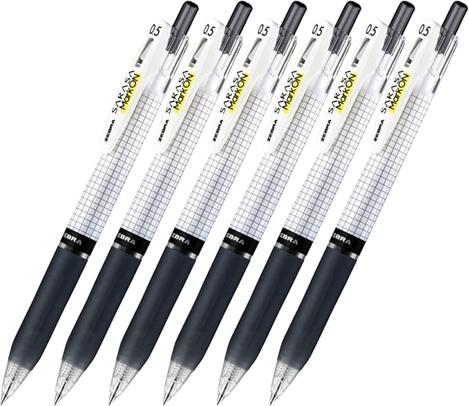 Zebra sarasa Mark on Gel ink 0.5mm ballpoint pens ink color (Black) pack of 6