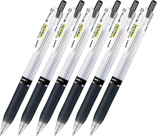 Zebra sarasa Mark on Gel ink 0.5mm ballpoint pens ink color (Black) pack of 6