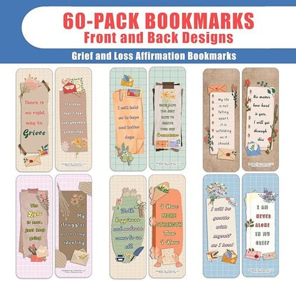 Creanoso Grief and Loss Affirmation Bookmarks (20-Sets x 6 Cards) – Daily Inspirational Card Set – Interesting Book Page Clippers – Great Rewards for Adults and Professionals