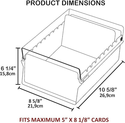 Acrimet 5 X 8 Card File Holder Organizer Metal Base Heavy Duty (AZ Index Cards and Divider Included) (Purple Color with Clear Crystal Plastic Lid Cover)