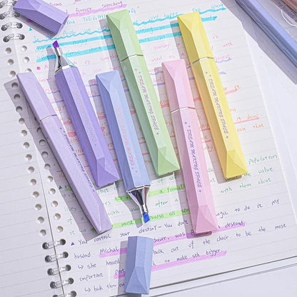 COLNK Glitter Pastel Highlighter,Set of 6 Pcs Cute Aesthetic Highlighters Assorted Colors,Chisel Tip,Metallic Highlighters for Journal Planner, Highlighting, Note-taking,Glitter Ink B