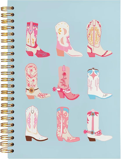 BearCake Cowgirl Boot Notebook, Cowgirl Stuff, Cowgirl Gifts, Western Office Supplies, Western Stuff for Women, Boho Western Notebook Journal 5.5x8.3 blue