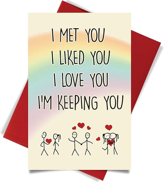 Cheerin Anniversary Day Cards for Him and Her - Romantic Greeting Card with Envelope - Sweet Birthday Card for Husband Wife Girlfriend Boyfriend