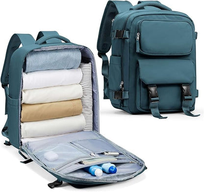 SEAFEW Peacock Blue Travel Backpack for Women,Carry on Backpack Flight Approved,Casual Daypacks Cabin Bagage,Hiking Backpack Lightweight Rucksack(Large)