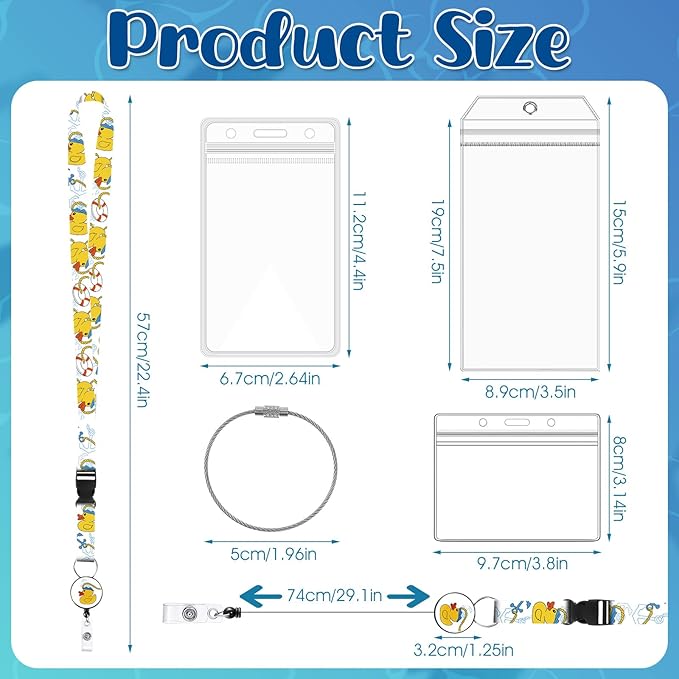 6 Pack Cruise Ship Lanyards, Cruise Lanyards for Ship Key Cards with Waterproof ID Holder Cruise Luggage Tags Retractable Badge Reel & Detachable Buckle for Cruise Essentials (Cruise Ducks)