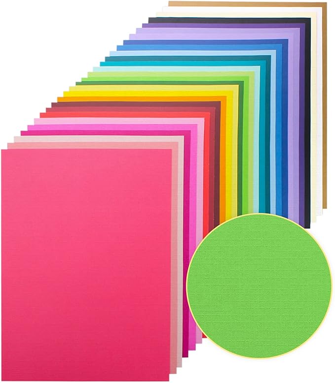 60 Sheets Textured Colorful Card Stock 28 Multicolor Cardstock 250 gsm Faint Texture, Single-Sided Printed Colored Paper for Card Making, Scrapbooking, Paper Craft