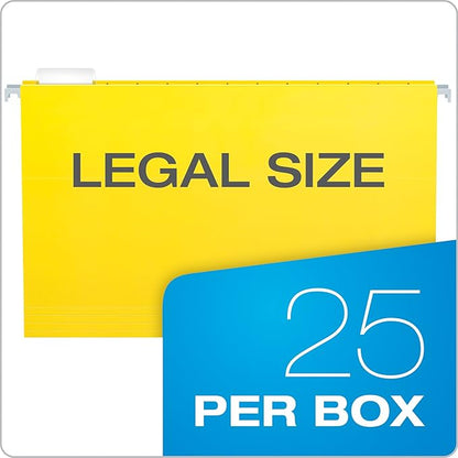 Pendaflex Recycled Hanging Folders, Legal Size, Yellow, 1/5 Cut, 25/BX (81626)
