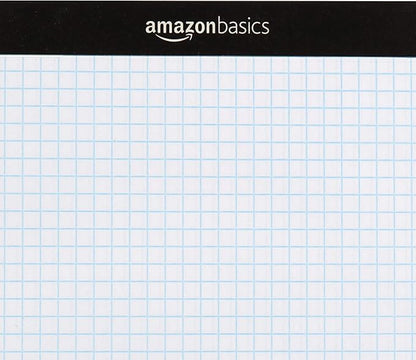 Amazon Basics Quad Ruled Graph Paper Pad, 600 Sheets, 6 pack of 100 Sheets, White, Letter Size 8.5 x 11-inch