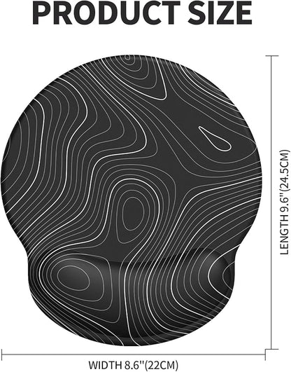 eulps Mouse Pad with Wrist Rest, Comfortable Computer Mousepad with Gel Wrist Support Smooth Surface and Non-Slip PU Base for Pain Relief, Laptop, Office & Home (Black Line)