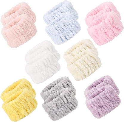 BTYMS 16 Pcs Women Face Wash Wristbands Microfiber Wrist Washband Spa Washband Wrist Towels for Washing Face, Prevent Water Running Down The Arms