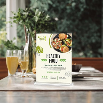 MaxGear 8.5 X 11 Acrylic Sign Holder, 18 Pack Clear Display Stand, Double Sided Paper Holder Acrylic Stand, Plastic Menu Holder Flyer Holder Table Stand for Stores, Restaurants, Hotels, Office